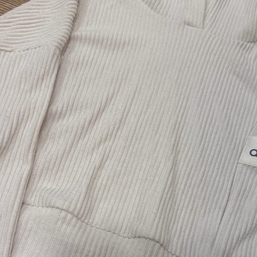 ALO Cream Ribbed Hoodie - Picture 12 of 13